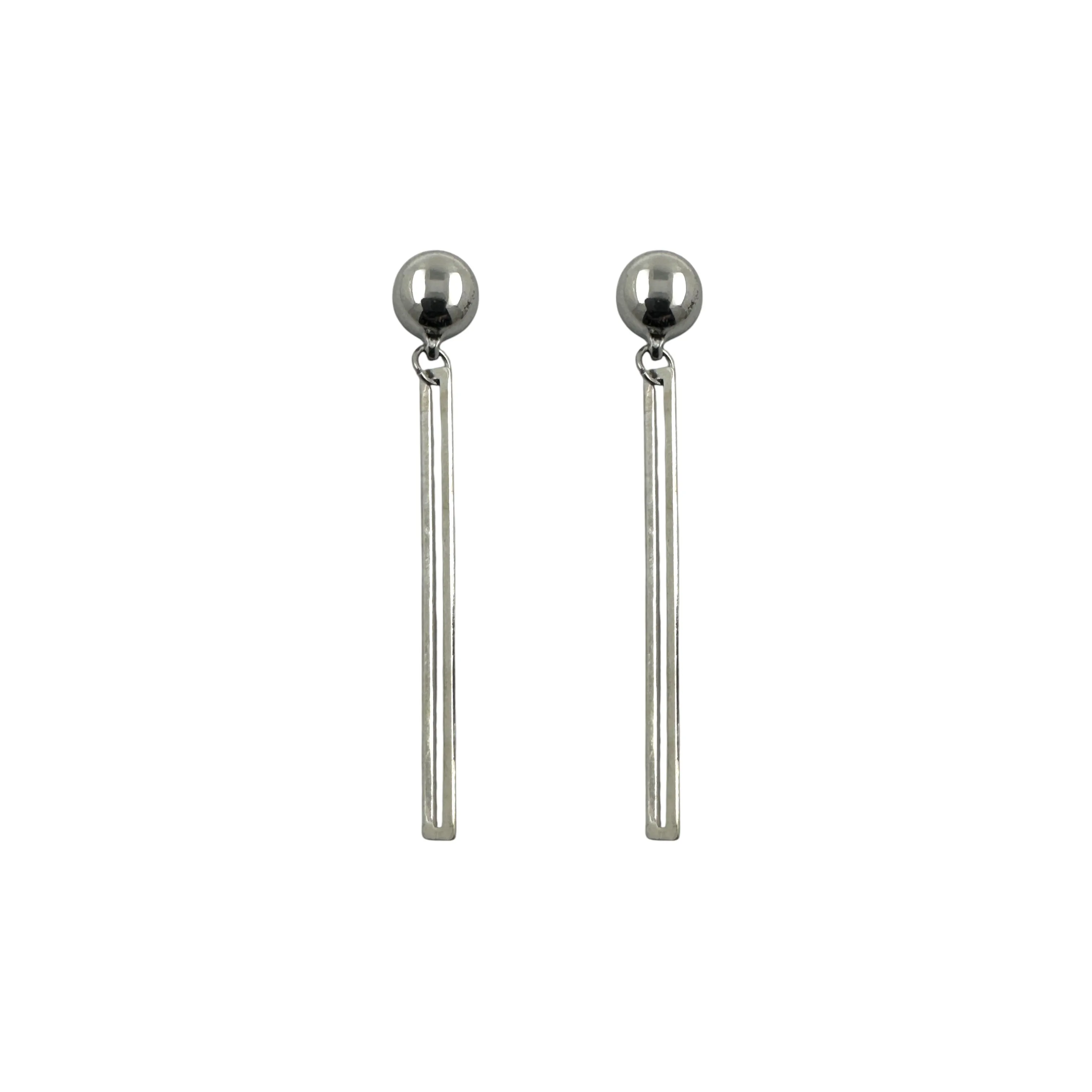 TI-GO Siver and Gold narrow rectangular loop earring