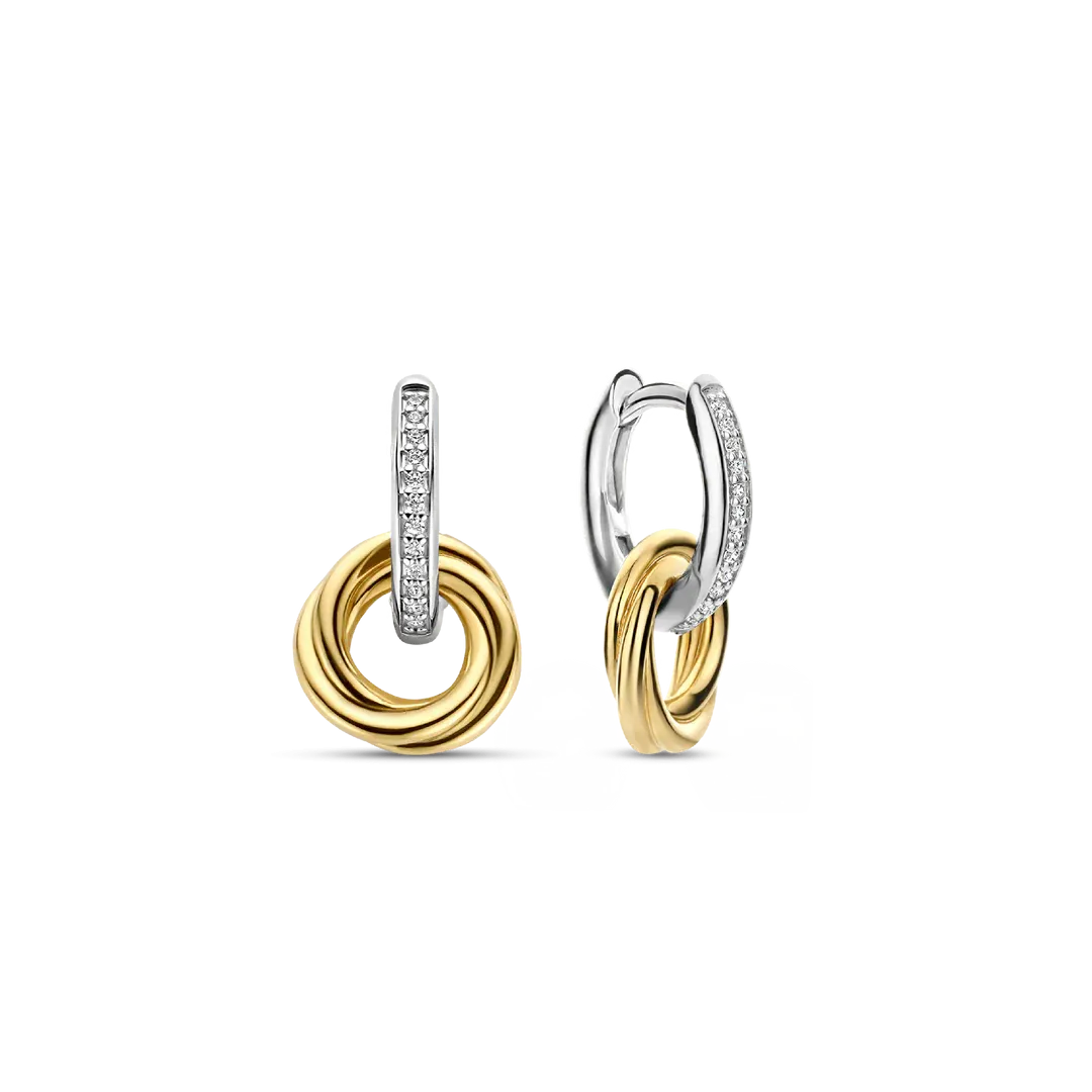 TI SENTO CIRCLE PENDANT PAVE HOOP EARRINGS