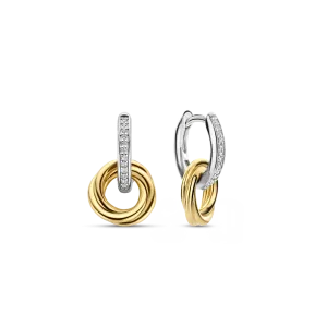 TI SENTO CIRCLE PENDANT PAVE HOOP EARRINGS