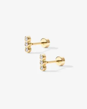 Tiny Bar Round Flat Back Stud Earrings