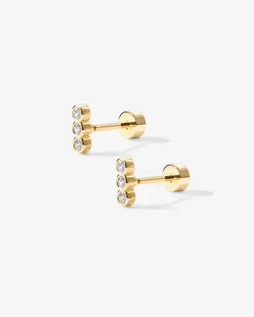 Tiny Bar Round Flat Back Stud Earrings