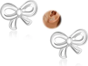Tiny Bow Earrings for Women Cute Gold Stud Earrings Simple Minimalist Small Dainty Earrings 4mm