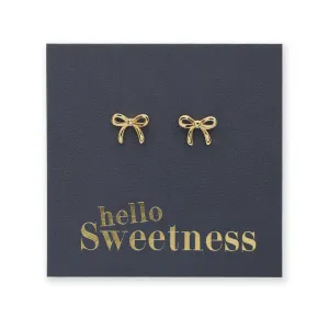 Tiny Bows - Sterling Silver Gold Studs - Hello Sweetness (9412-F)