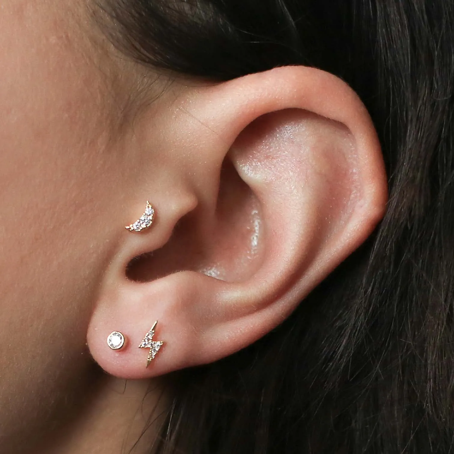 Tiny Crystal Studs in Titanium