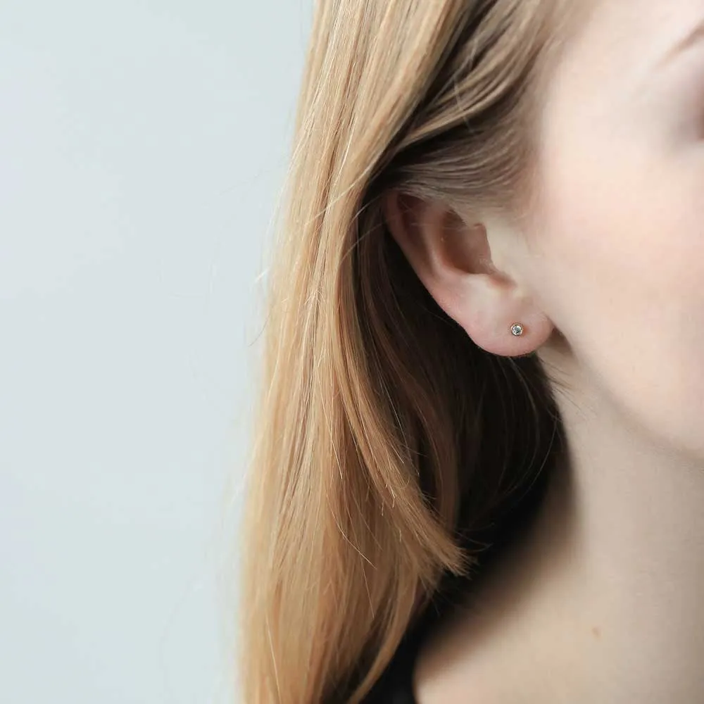 Tiny Crystal Studs in Titanium