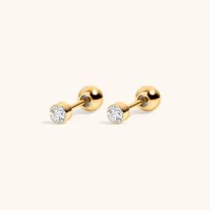 Tiny Crystal Studs in Titanium