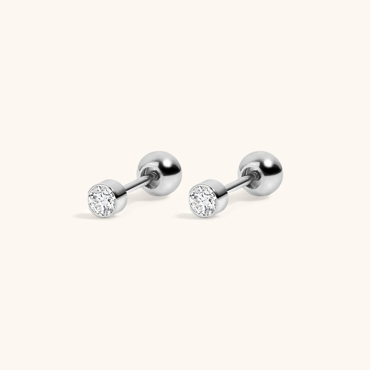 Tiny Crystal Studs in Titanium