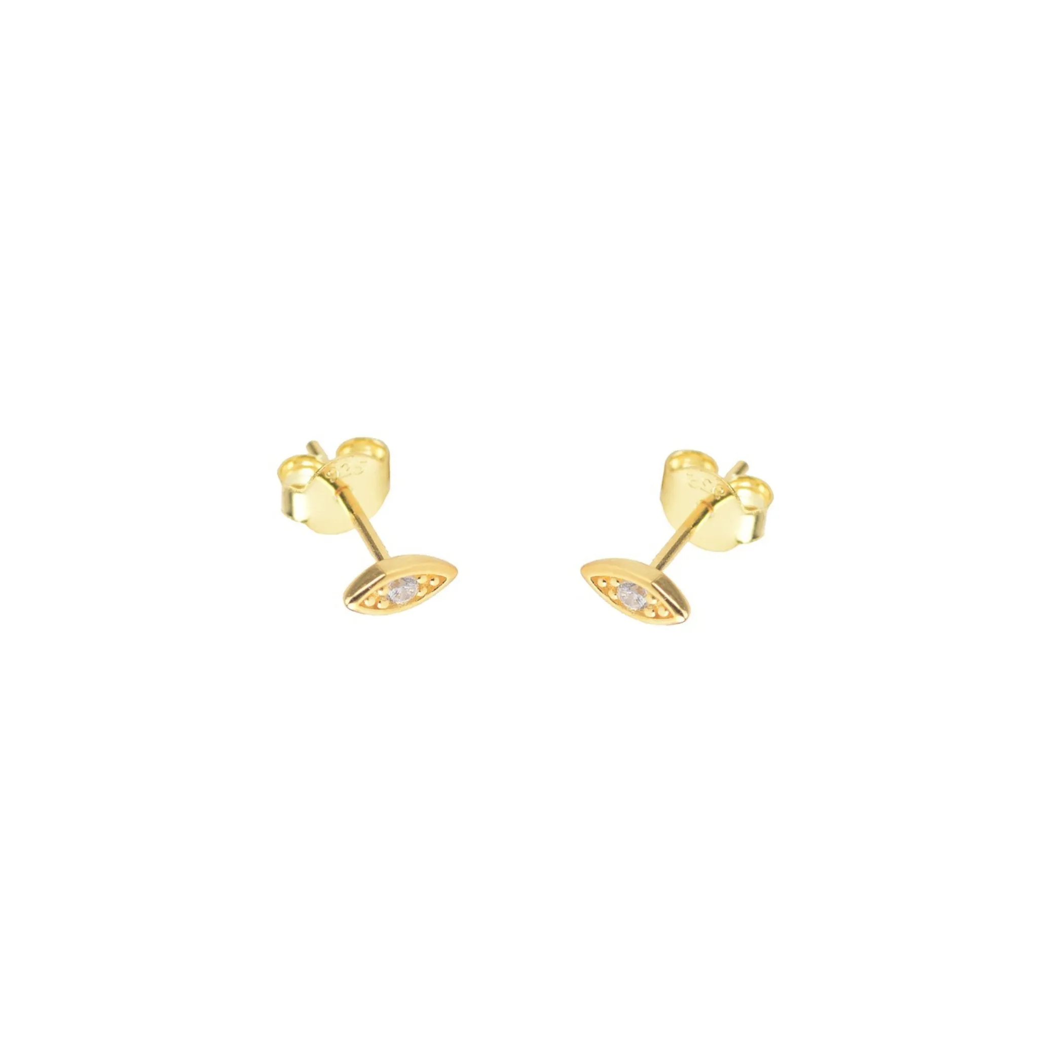 Tiny CZ Evil Eye Stud Earrings