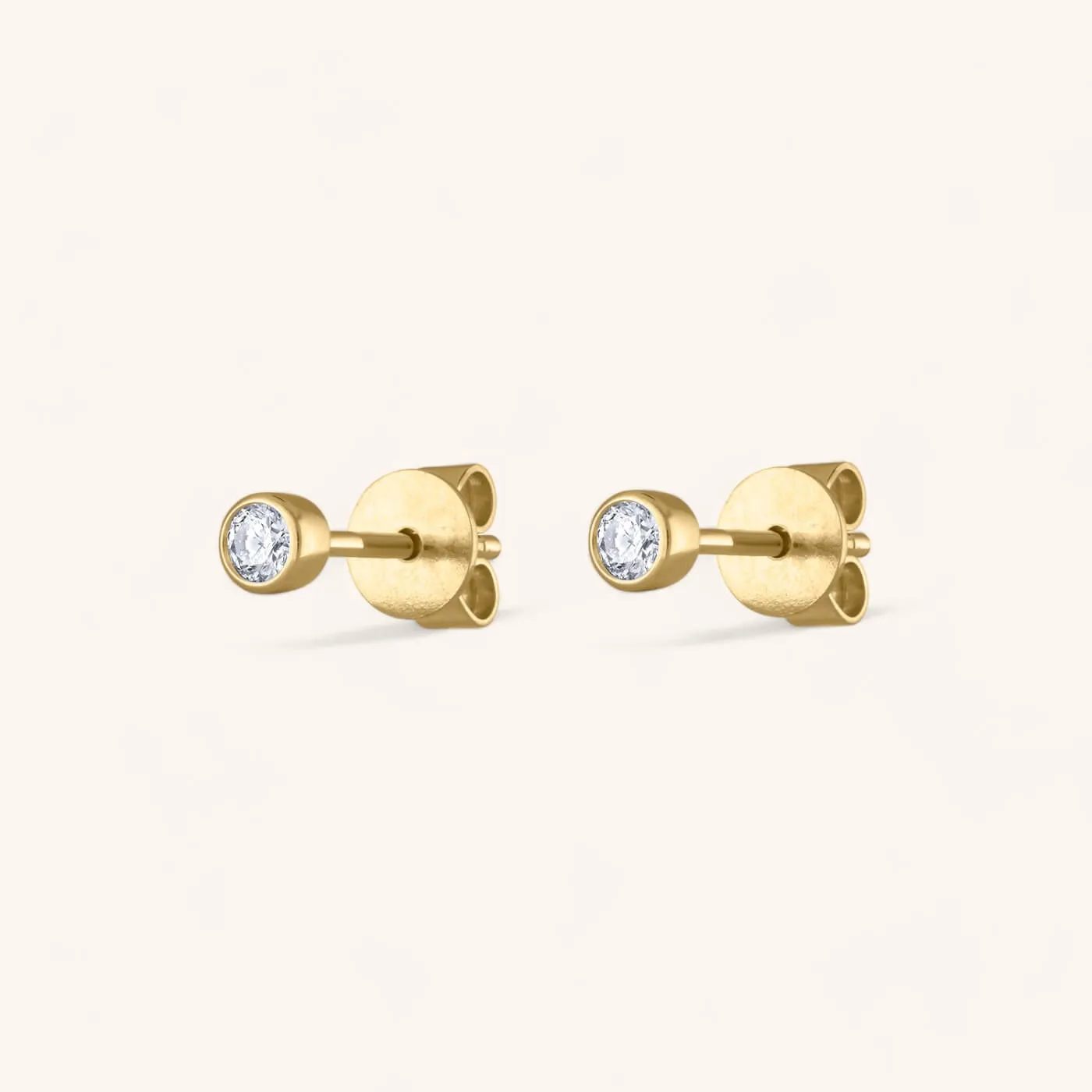 Tiny Diamond Studs in 14k Gold
