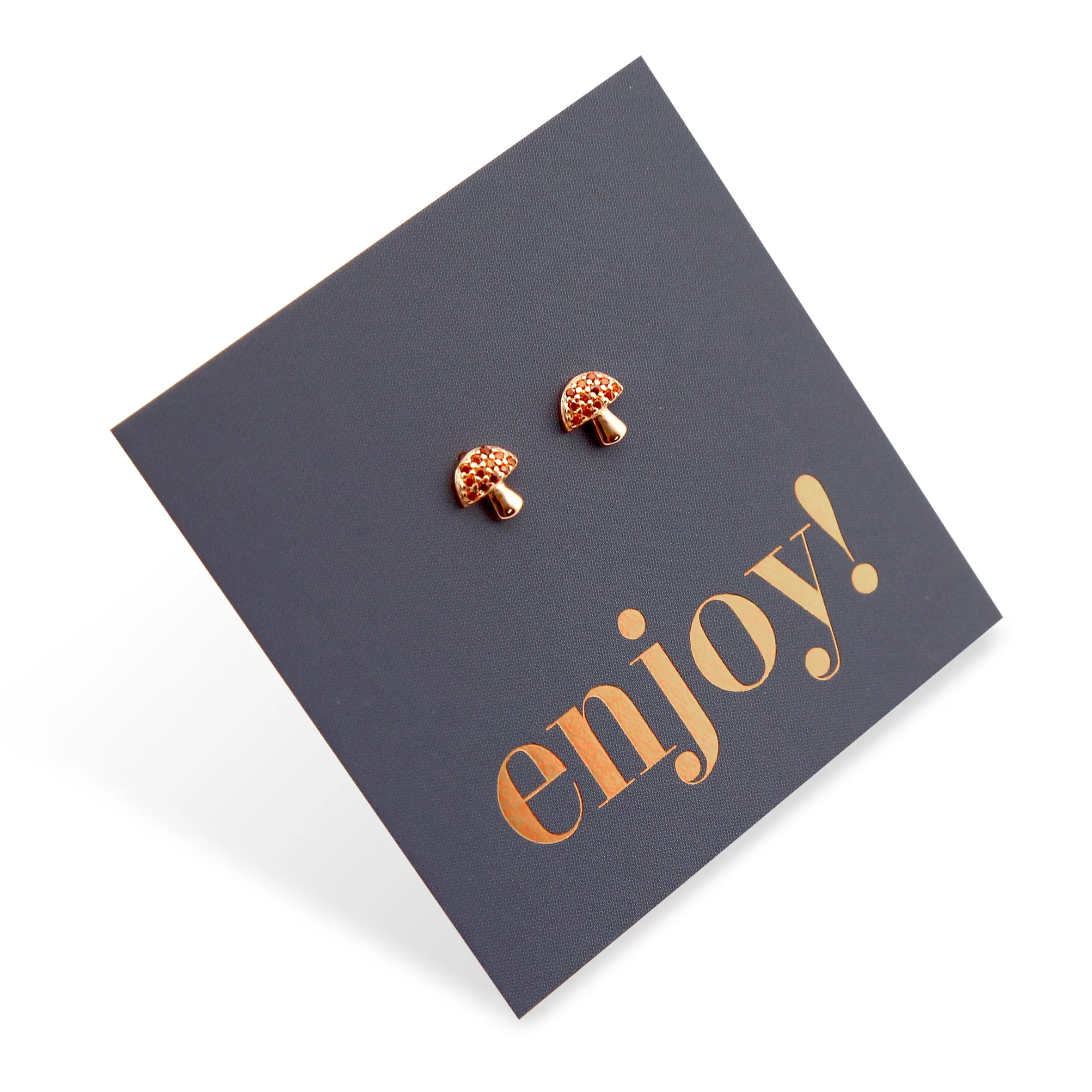Tiny Mushroom - 18k Rose Gold Plated Sterling Silver Studs - Enjoy (8711-F)