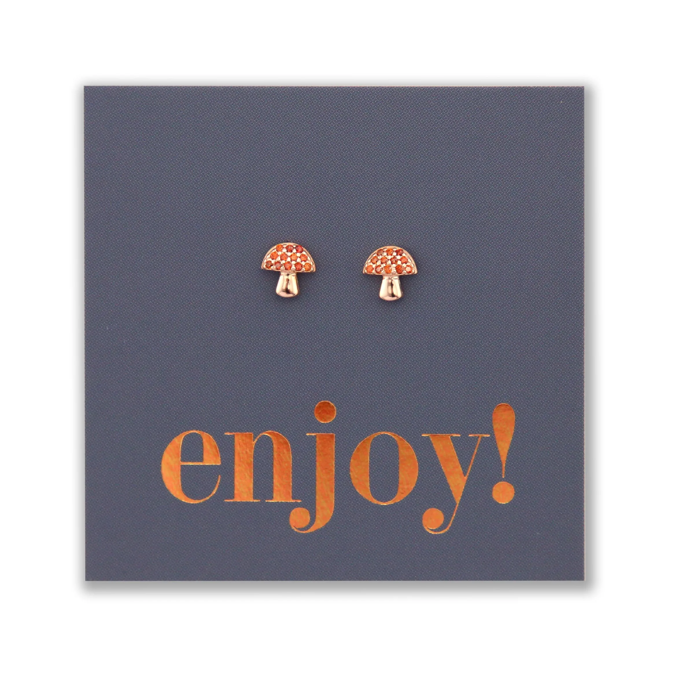Tiny Mushroom - 18k Rose Gold Plated Sterling Silver Studs - Enjoy (8711-F)