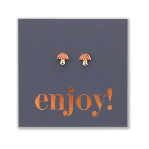 Tiny Mushroom - 18k Rose Gold Plated Sterling Silver Studs - Enjoy (8711-F)