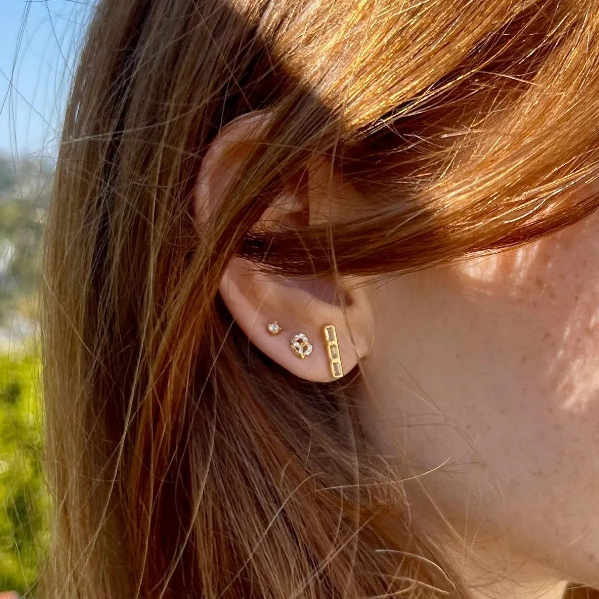 Tiny Pretzel Crystal Stud Earrings