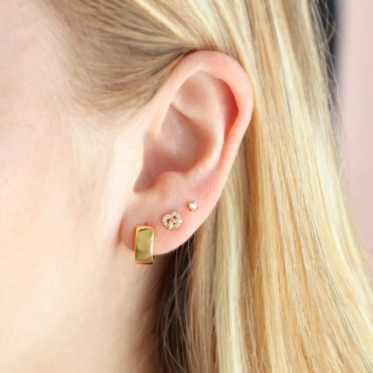 Tiny Pretzel Crystal Stud Earrings