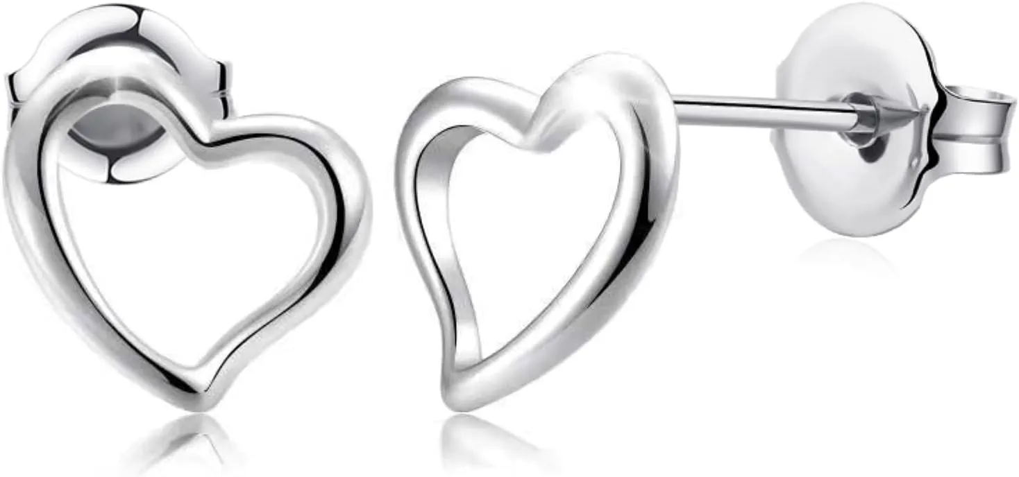 Titanium Earrings, Hypoallergenic Stud Earrings for Women Men Sensitive Ears Star/Moon/Lightning Bolt/Open Heart Premium High Polished (Shiny Grey)