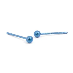 Titanium Kingfisher Blue 3mm Bead Stud Earrings