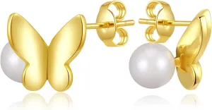 ToHeart Gold Stud Earrings for Women Hypoallergenic Gold Butterfly Earrings Small Gold Stud Earrings Gifts Bff Birthday