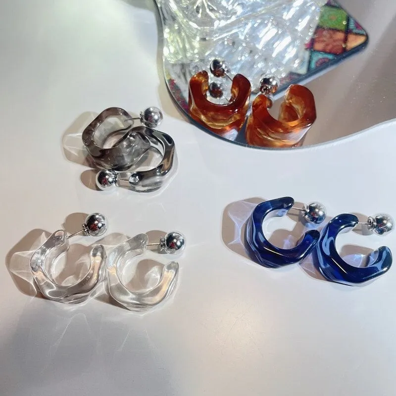 Transparent Acrylic Geometric Hoop Earrings