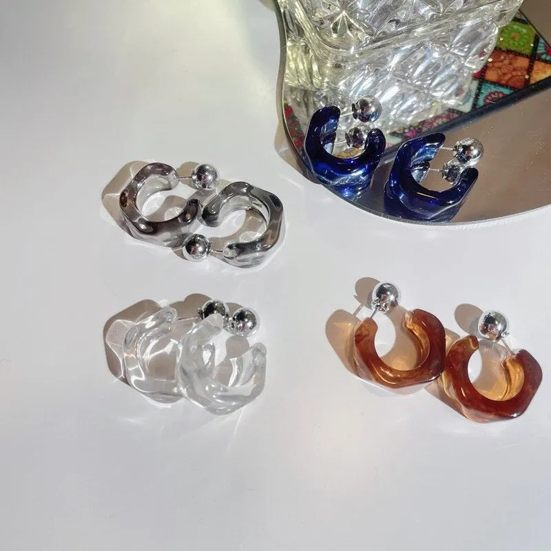 Transparent Acrylic Geometric Hoop Earrings