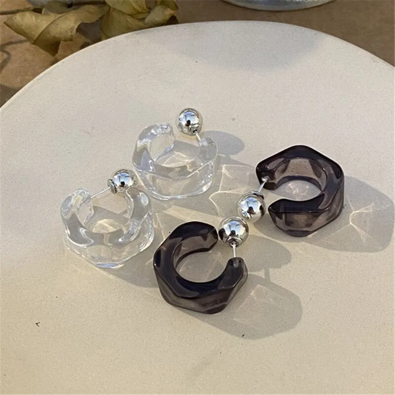 Transparent Acrylic Geometric Hoop Earrings