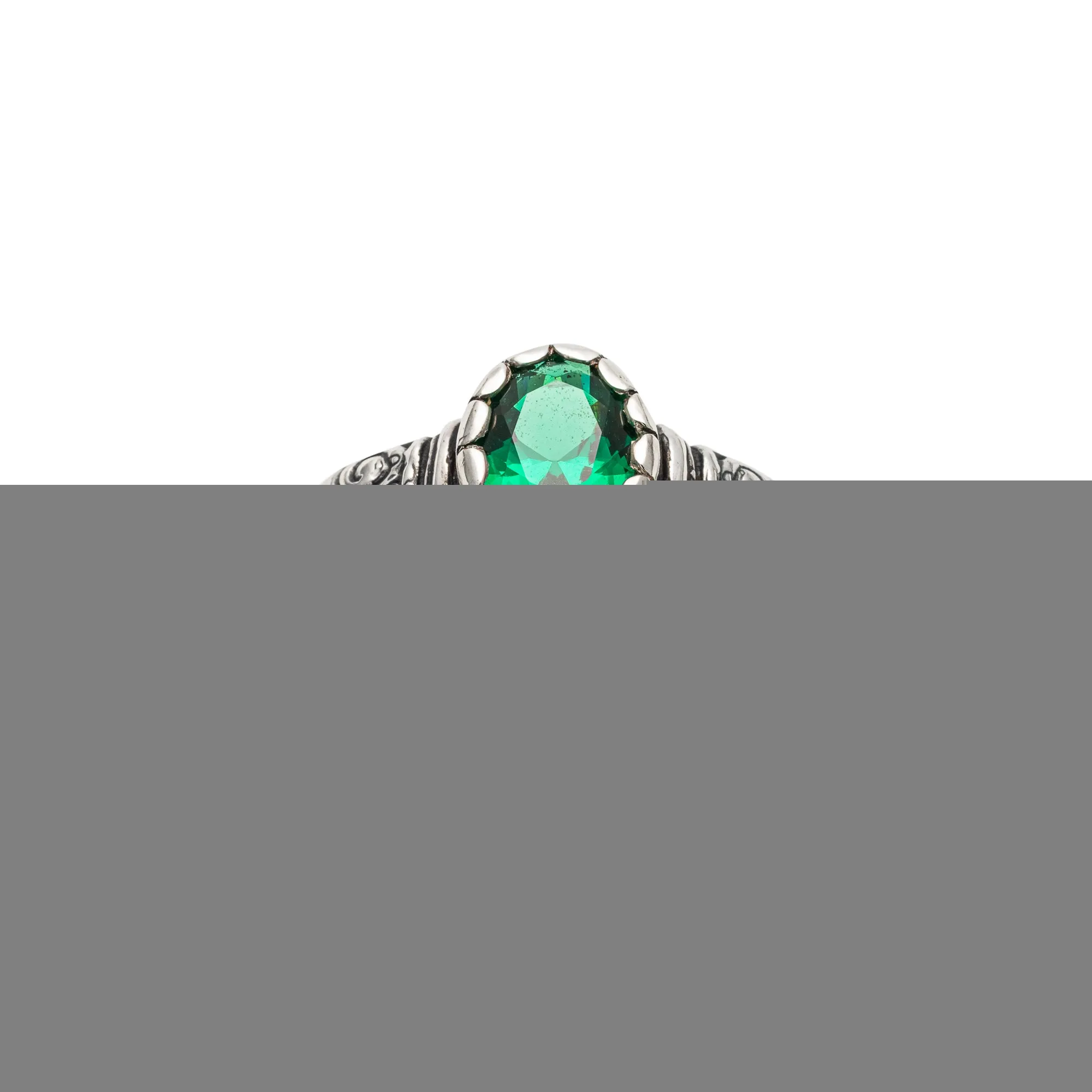 Tribal Emerald Ring - Green Bohemian Ring, Thick Band Ring