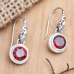 Tropical Color in Volcano Gold-Accented Garnet Dangle Earrings