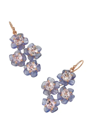 Tropical Flower Tanzanite Drop Earrings