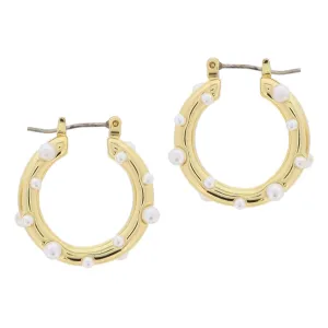Tubular Hoop with Pearl Embellishments Earrings