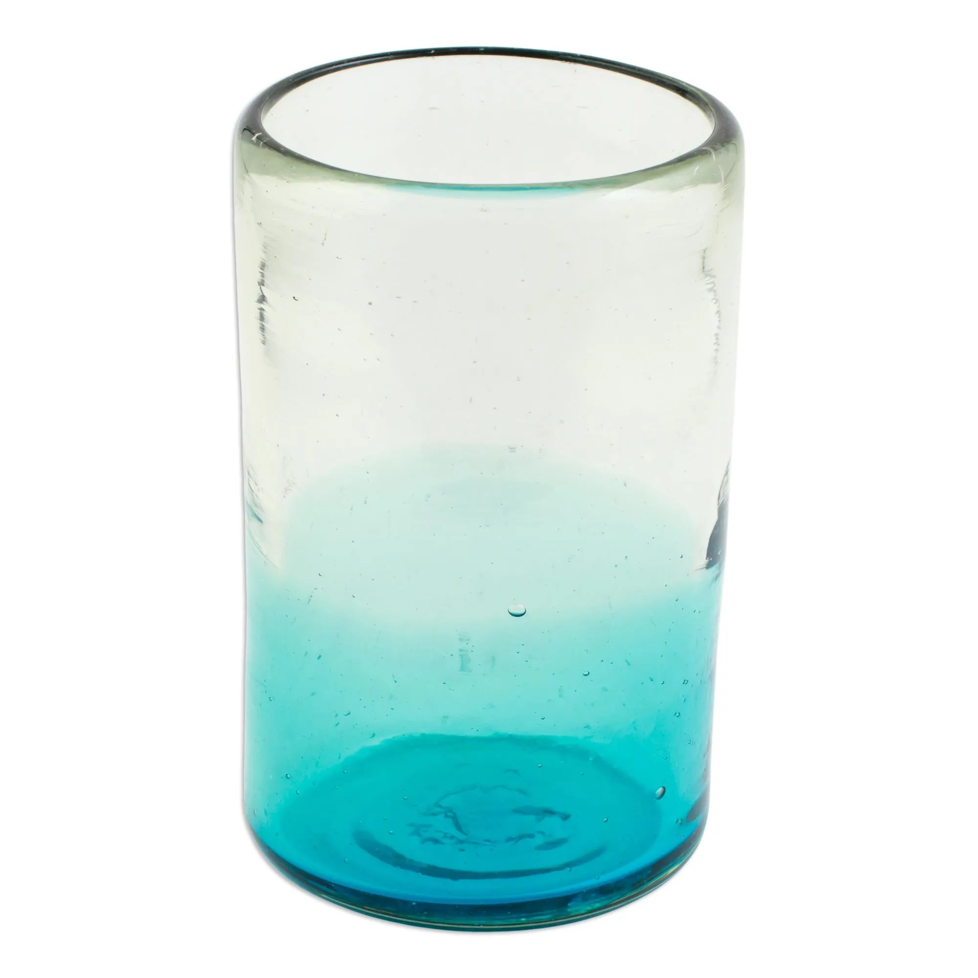Turquoise Recycled Glass Tumblers from Mexico (Set of 6) - Tall Cooling Aquamarine | NOVICA