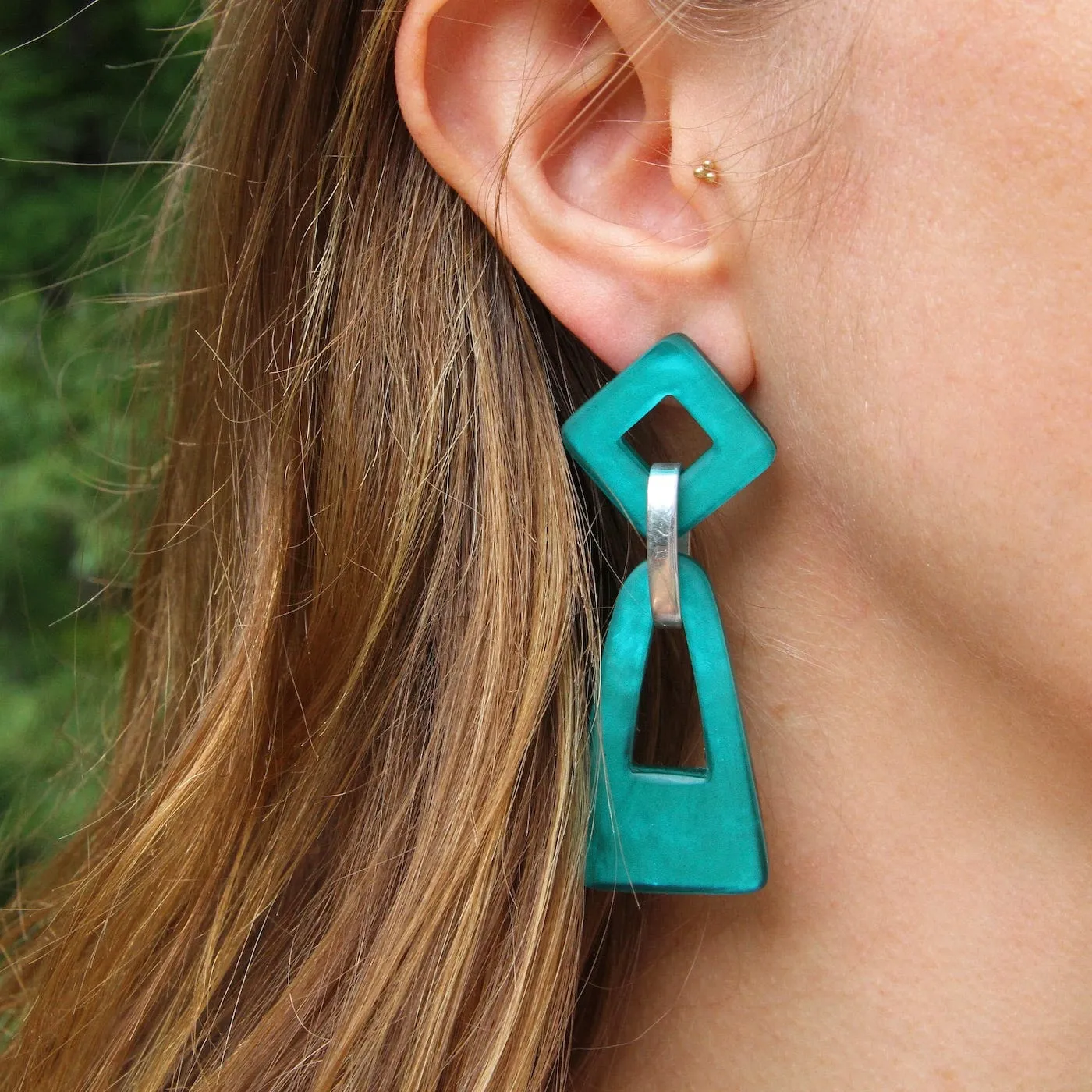 Turquoise Resin Statement Earring