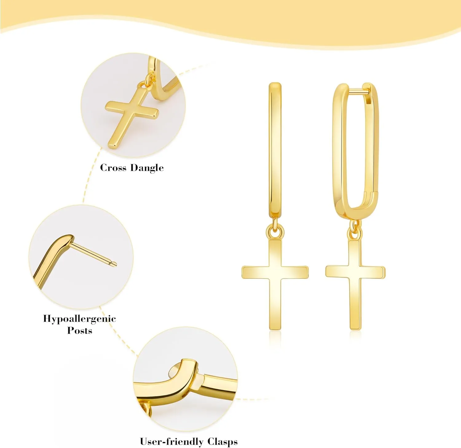 Two Tone Small Stud Earrings for Women 18K Gold Plated Hypoallergenic Cartilage Earrings
