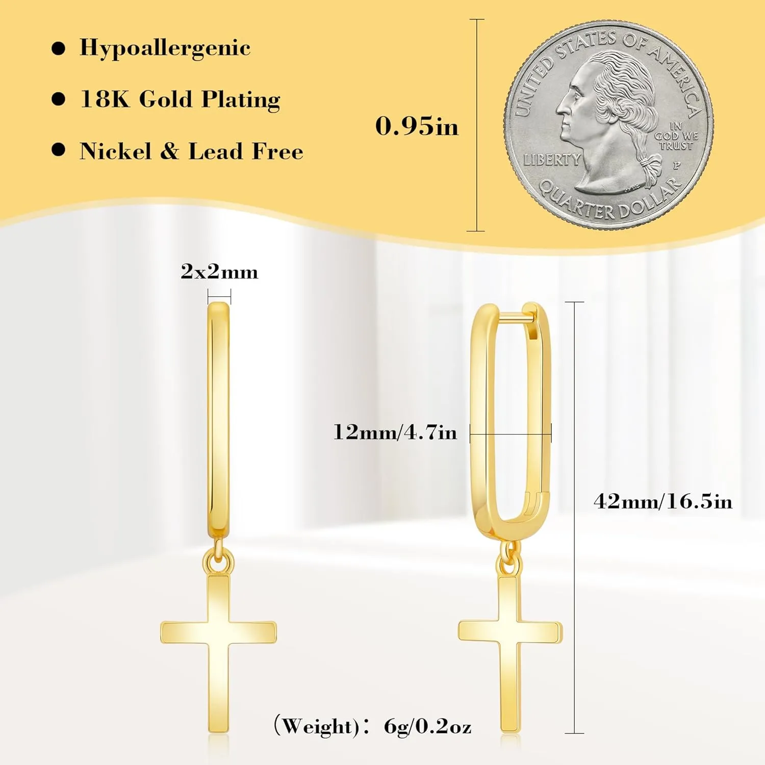 Two Tone Small Stud Earrings for Women 18K Gold Plated Hypoallergenic Cartilage Earrings