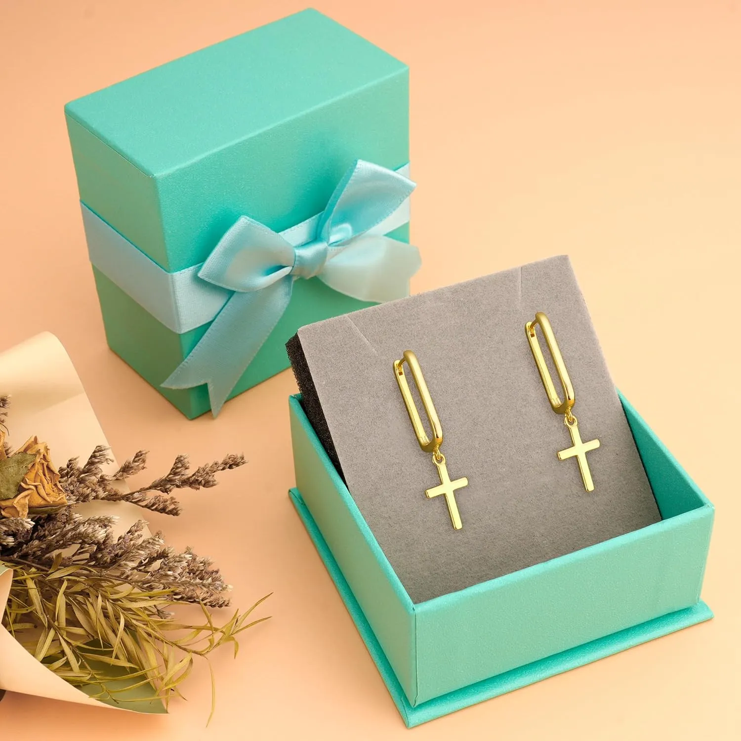 Two Tone Small Stud Earrings for Women 18K Gold Plated Hypoallergenic Cartilage Earrings