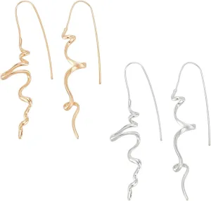 UNICRAFTALE 2 Pairs 2 Colors Irregular Geometric Line Statement Ear Cuffs Earrings Spiral Threader Earrings Metal Spiral Earring Cartilage Climber Earring Ear Jewelry for Women Valentine's Day Gift