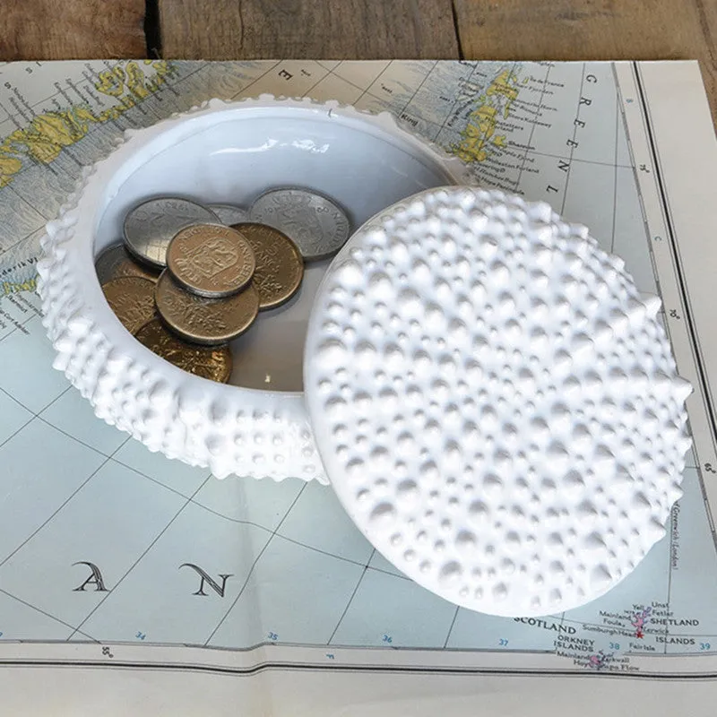 Urchin Ceramic Box White-Sm