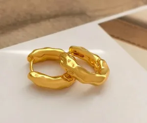 VAIGE Artistic Metal Hoop Earrings - Irregular Design in Gold and Silver
