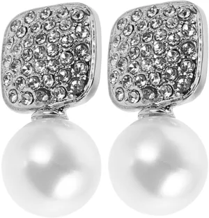 VALICLUD Luxurious Pearl Studs Bow Earrings Double Ball Design for Wedding and Formal Occasions