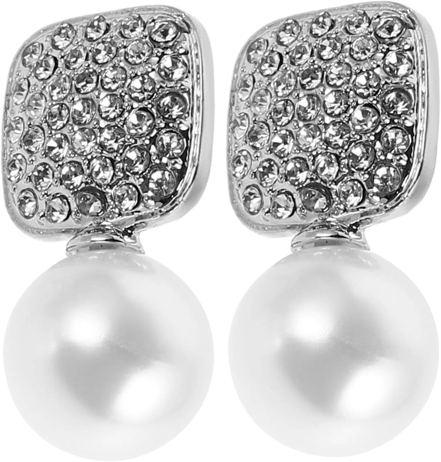 VALICLUD Luxurious Pearl Studs Bow Earrings Double Ball Design for Wedding and Formal Occasions