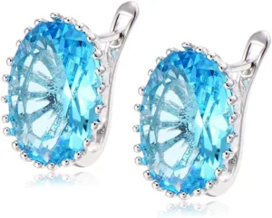 VALICLUD Minimalist Women's Earrings 1 Pair Studs Zircon and Sky Blue Versatile for Outfits