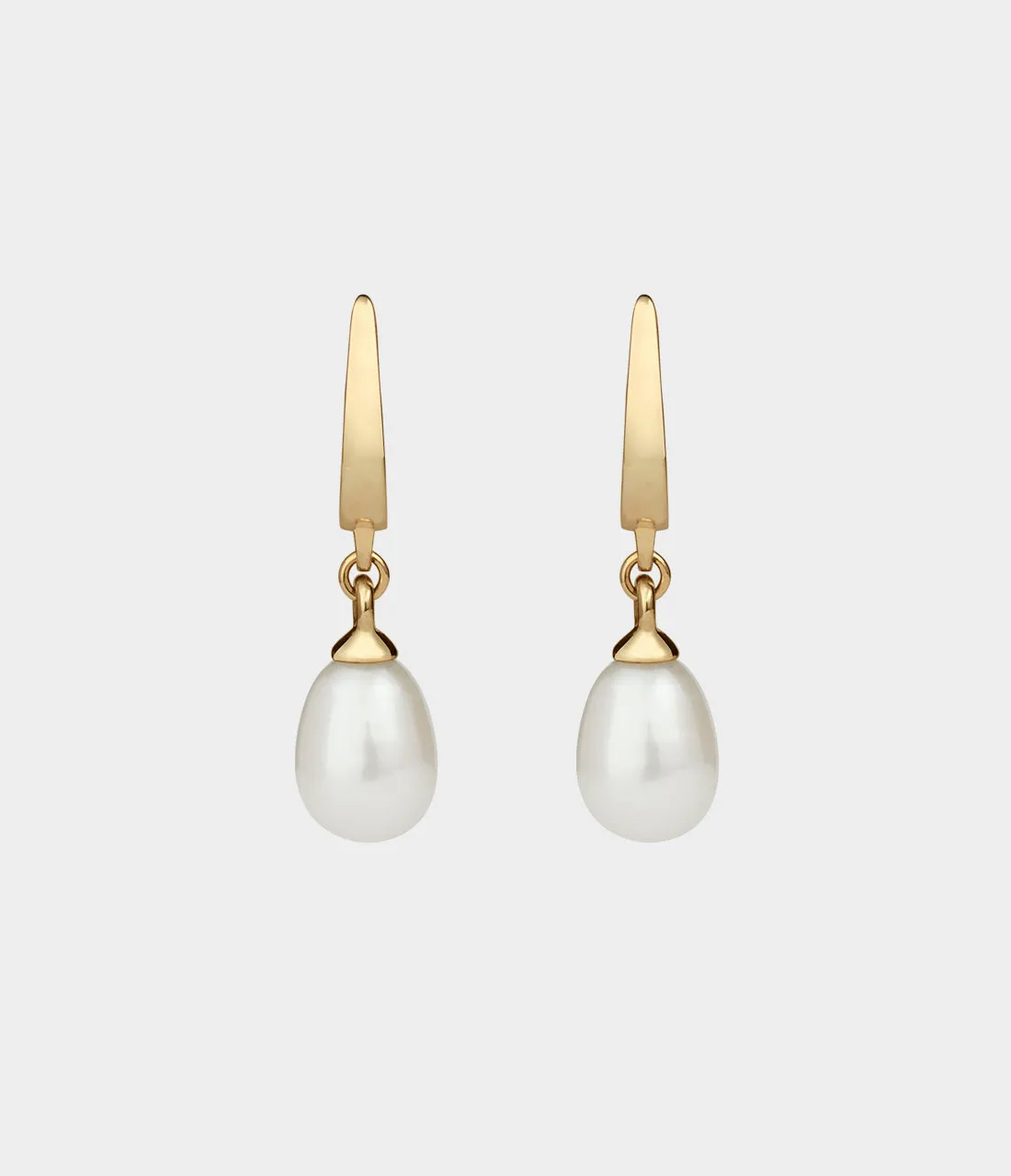 Vermeer Drop Pearl Earrings / 9 Carat Yellow Gold / Pear Shaped White Pearls