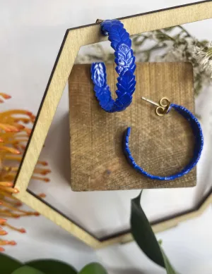 Vibrant Blue Enamel Hoop Earrings