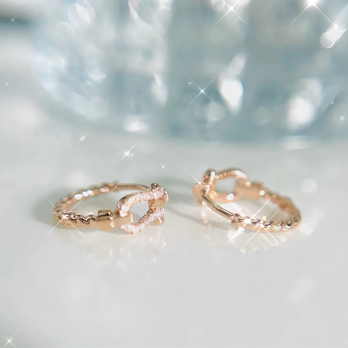 Vintage 18K Solid Gold Diamond Horseshoe Hoop Earrings