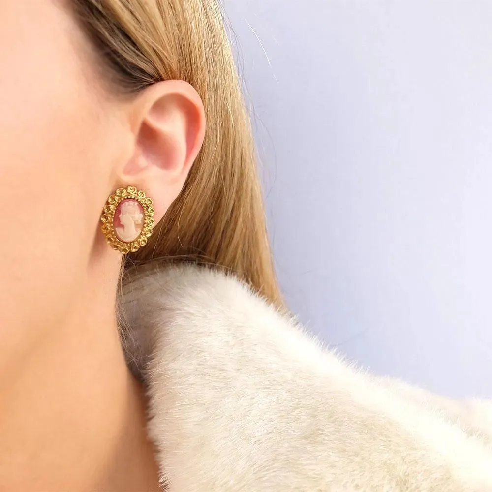 Vintage 1960's Cameo Clip Earrings
