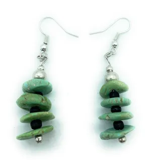 Vintage 1960's Navajo Sterling Silver & Turquoise Nugget Drop Earrings