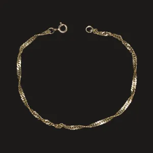VINTAGE 9K YELLOW GOLD TWIST ROPE CHAIN BRACELET MENS LADIES CLASSIC SIMPLE LINK