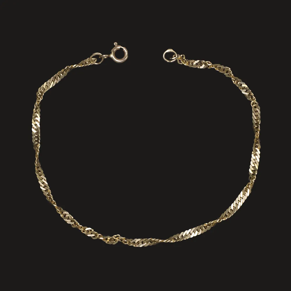VINTAGE 9K YELLOW GOLD TWIST ROPE CHAIN BRACELET MENS LADIES CLASSIC SIMPLE LINK