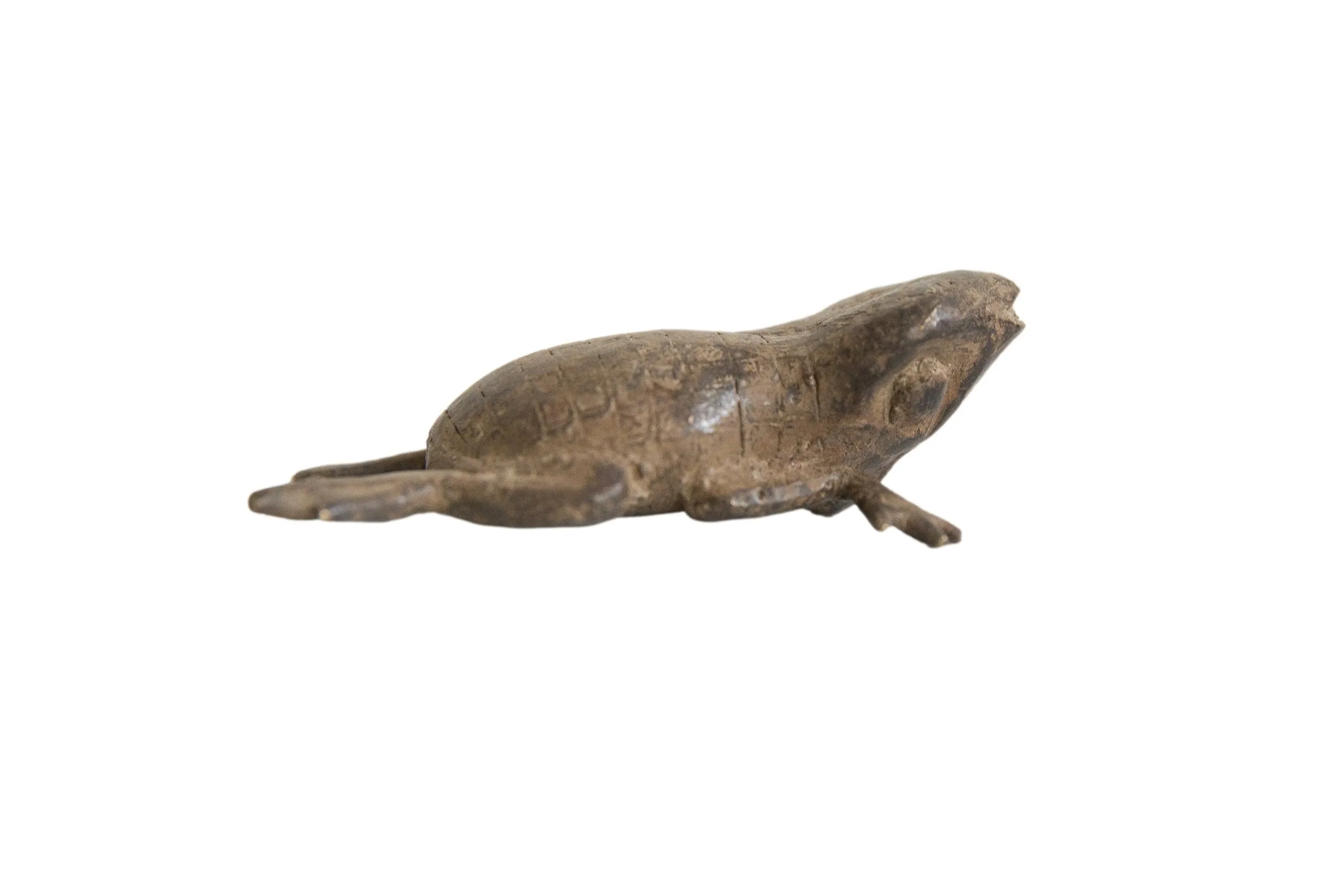 Vintage African Bronze Checkered Back Three Legged Frog