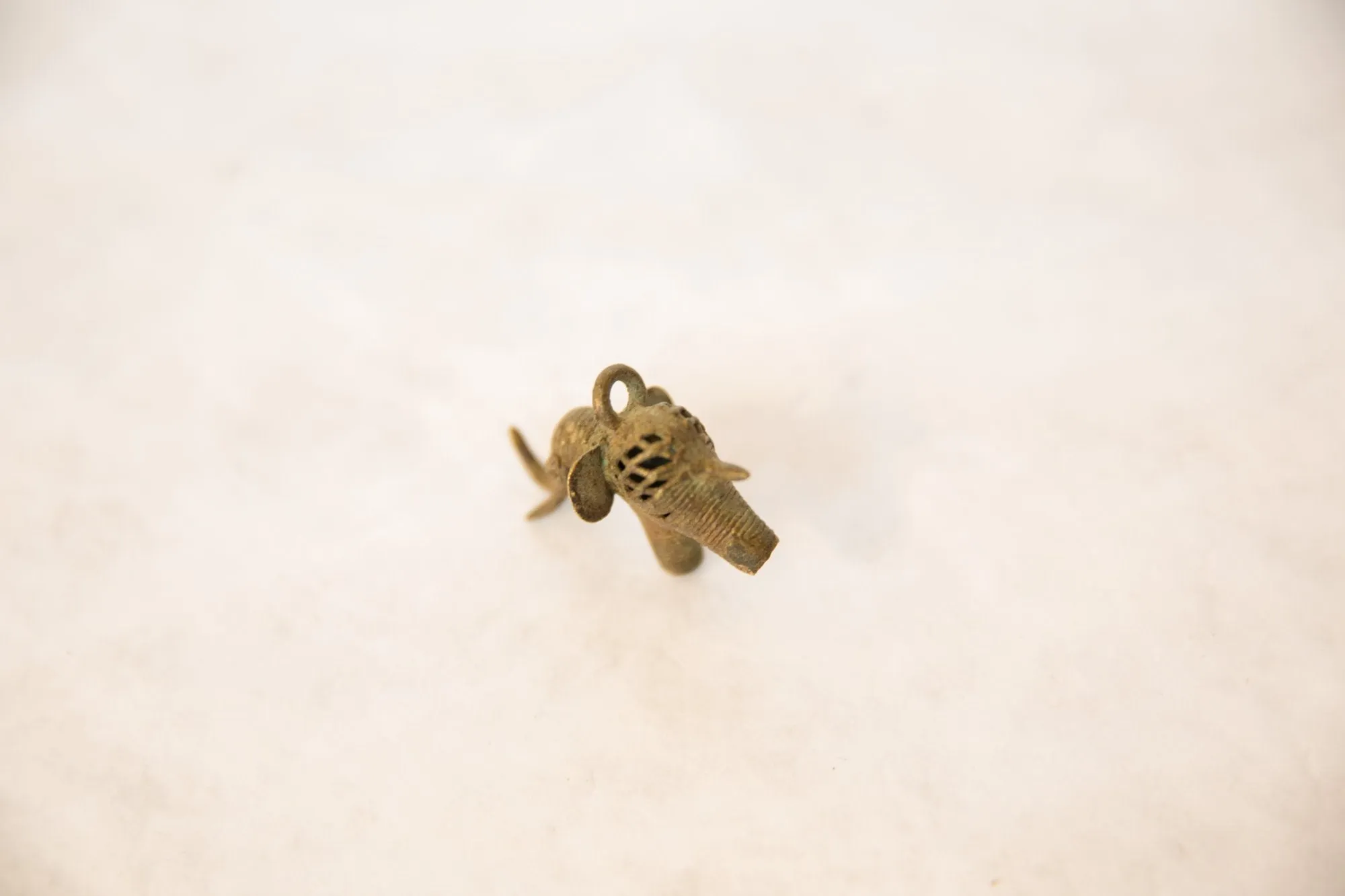 Vintage African Bronze Mesh Design Elephant Pendant