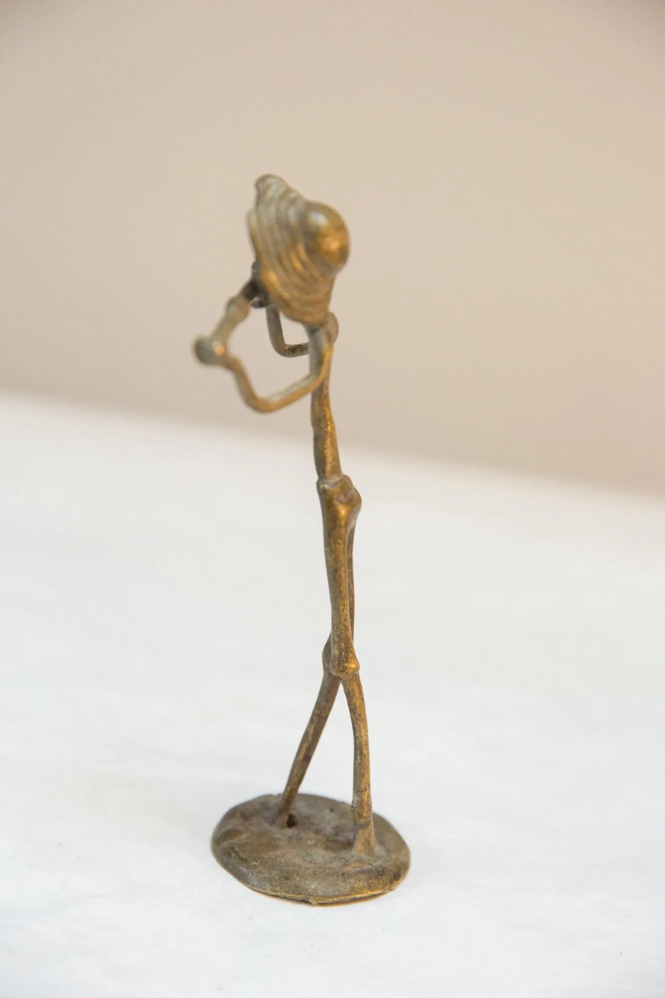 Vintage African Bronze Musician Statue