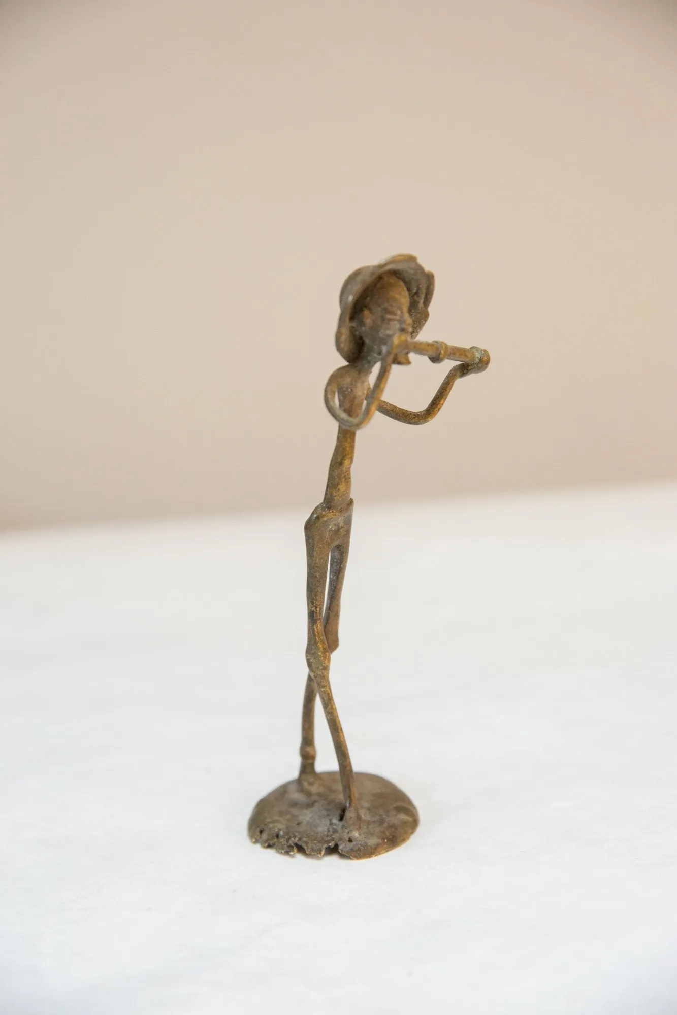 Vintage African Bronze Musician Statue